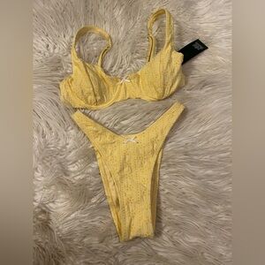 Women’s Yellow Eyelet Bikini Set
